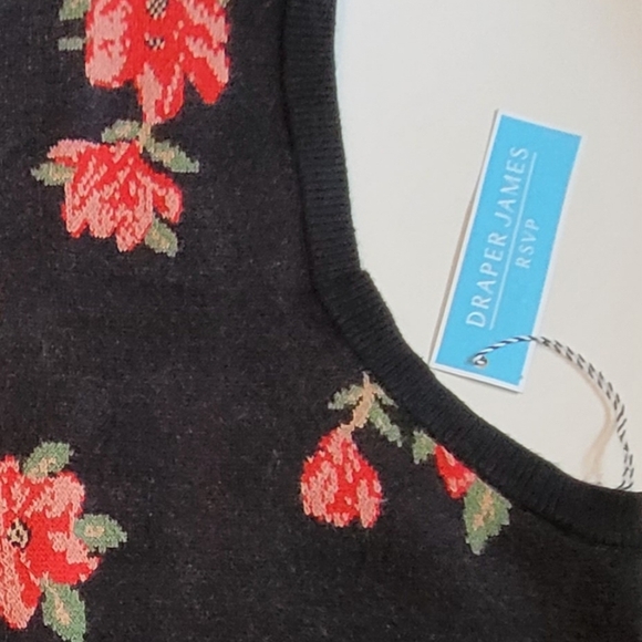 NEW Draper James RSVP Floral Jacquard Holiday Sweater Vest Black Red XXL - Picture 6 of 16